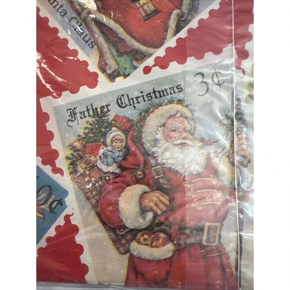 Vtg Cleo Christmas Heavy Wrapping Paper 12 Sheets 8 Designs 100 SQ FT Santa